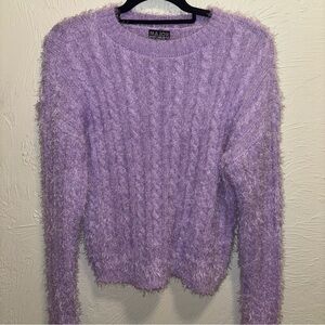 Lavender Textured Crew Neck Sweater